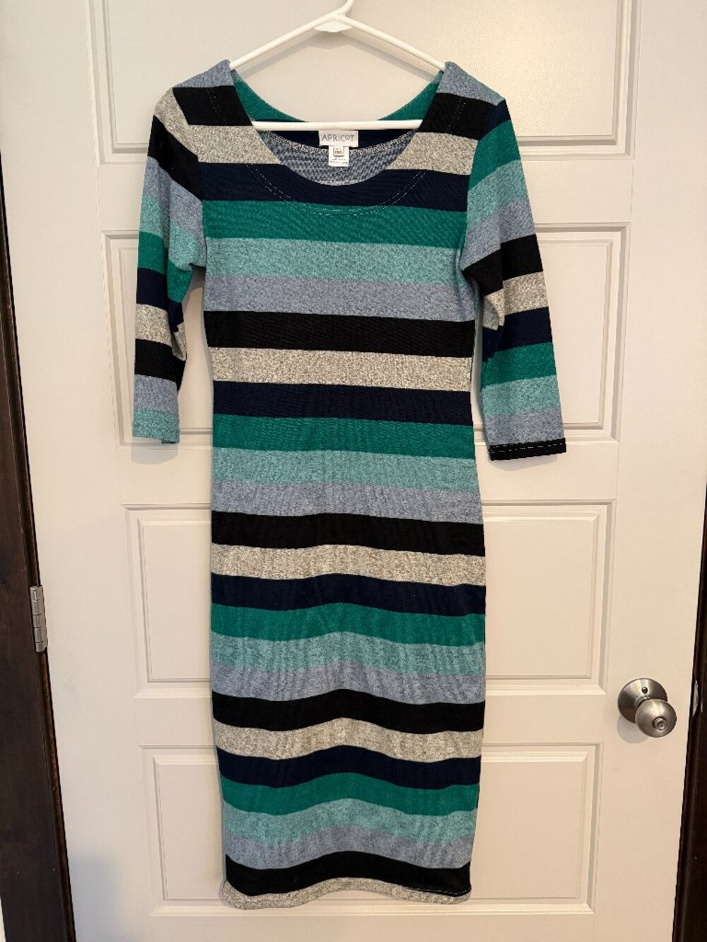 Apricot Striped Ribbed Knit Midi Dress Size EUR XS / UK 8